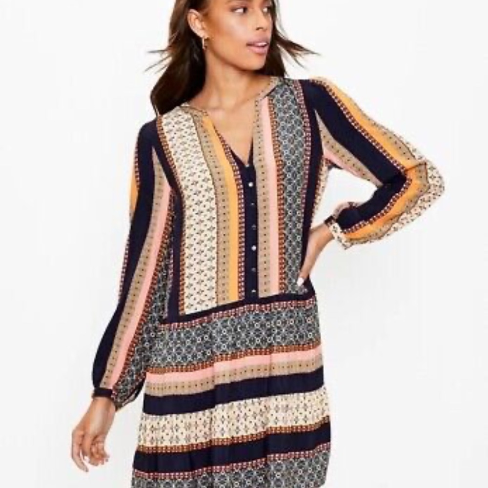 LOFT Foulard Tiered Drop Waist Dress XS